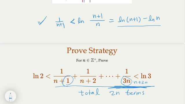 Inequalities for Math Olympiad: Prove an inequality ln 2 \lt 1/(n+1) + ... + 1/(3n) \lt ln 3 смотреть онлайн