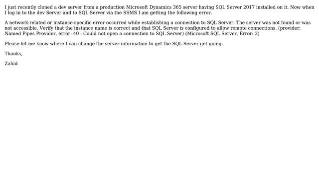 Cloned Server Cannot connect to SQL Server 2017 Instance смотреть онлайн