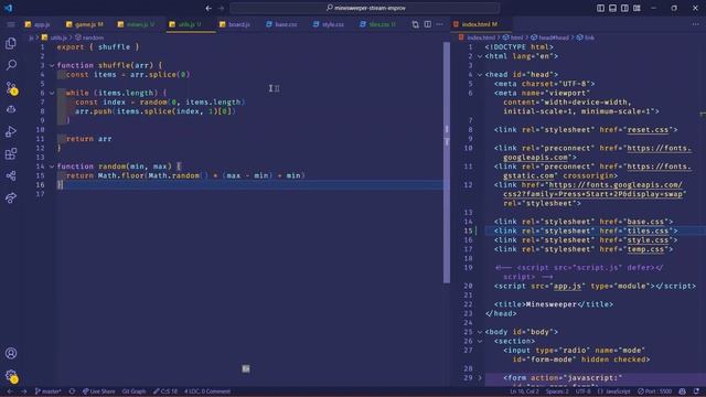 Vanilla JS Пишем Сапёр, продолжение 2023-03-03 смотреть онлайн