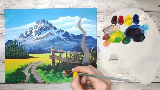 Как нарисовать горный пейзаж акриловыми красками на хлопковом холсте, подробная видеоинструкция. смотреть онлайн