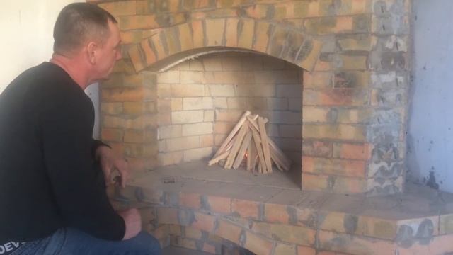 #Камин открытый, кирпичный . Первый огонь смотреть онлайн