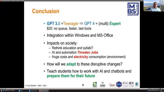 A conversation with Professor Yves Barlette about ChatGPT in the context of education смотреть онлайн