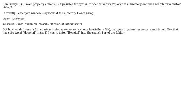 GIS: QGIS (python) action to open folder and search for string смотреть онлайн
