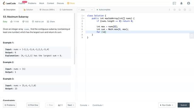 Leetcode 53 - Maximum Subarray (JAVA Solution Explained!) смотреть онлайн