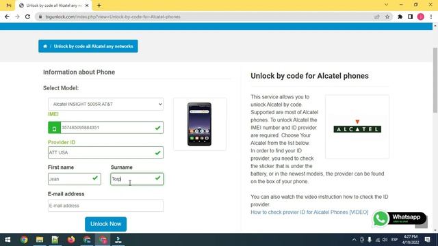 How to Unlock Alcatel Insight 5005R by imei code, fast and safe, bigunlock.com смотреть онлайн
