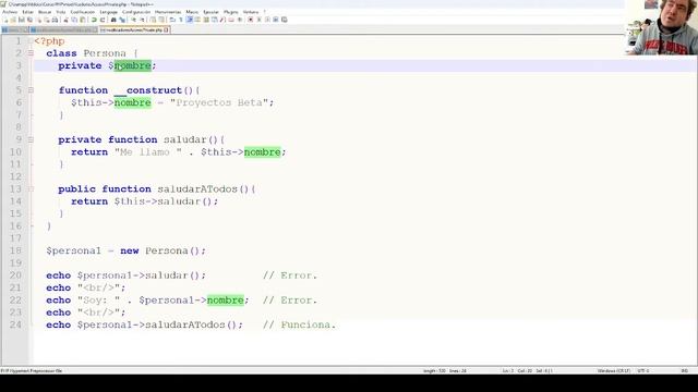 Curso PHP (Video 19) - Modificadores de acceso (public, private, protected) смотреть онлайн