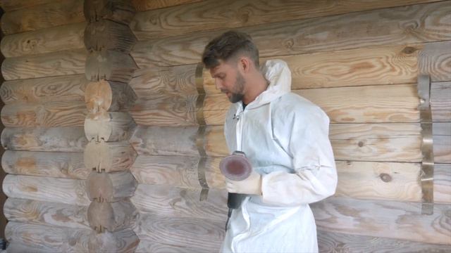 Шлифовка оцилиндрованного бревна! Шлифовка сруба из бревна без косяков смотреть онлайн