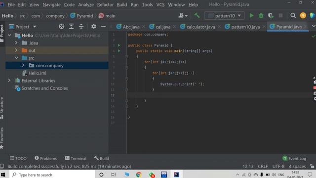 Pyramid pattern print in intellij IDEA . смотреть онлайн