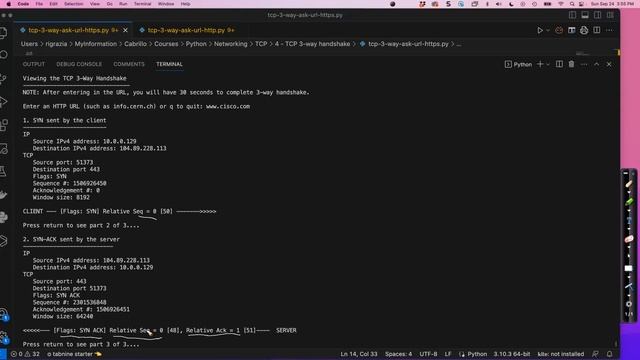 Python 5: From a client to a web server - TCP 3-way handshake смотреть онлайн