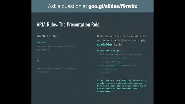Texas Camp 2018 | a11y -- ARIA Rules: To Use Or Not To Use смотреть онлайн