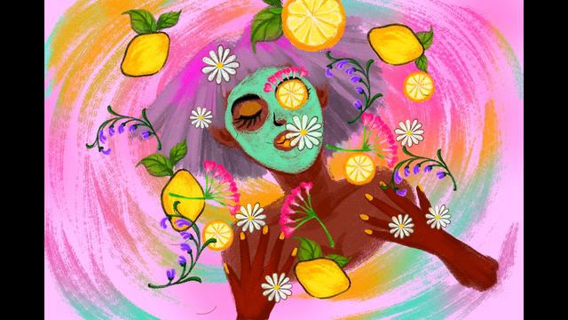 Let's enjoy a fragrant facial mask~relax lemon-Lavender, daisy,African Bellflower iPadPro procreate смотреть онлайн