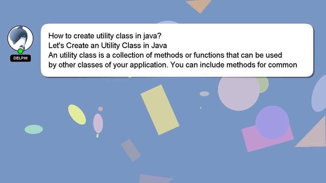 How to create utility class in java? смотреть онлайн