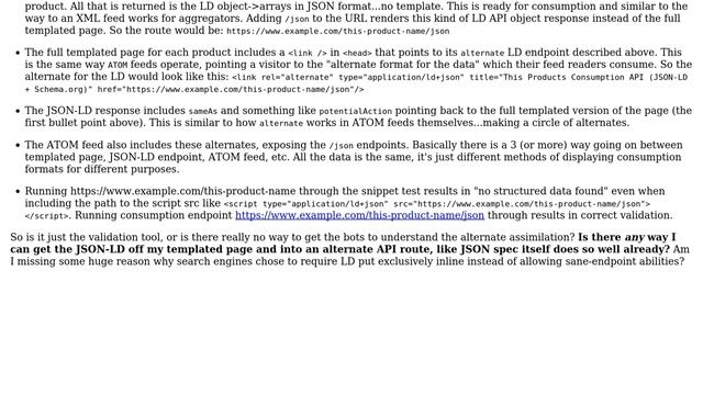 Why don't search engines support JSON-LD + Schema.org as seperated endpoints via rel="alternate" смотреть онлайн