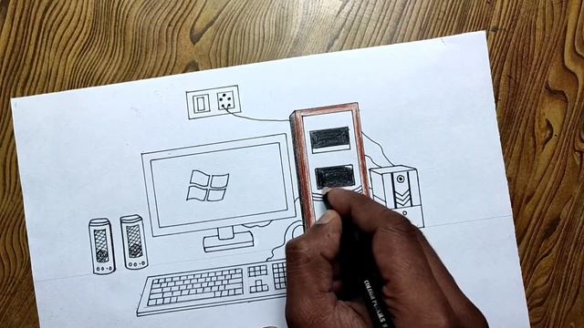 How to draw desktop computer step by with colour смотреть онлайн