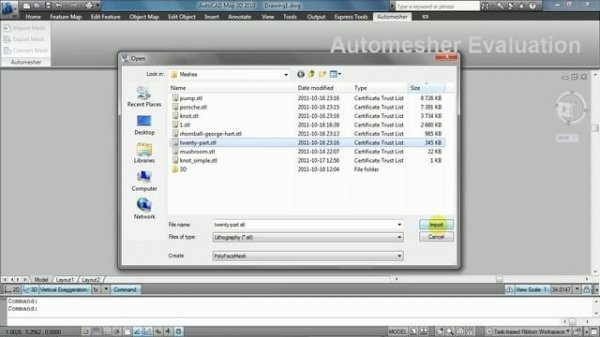 Import STL file for AutoCAD