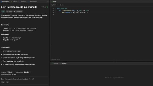 LeetCode 557 Reverse Words in a String III - python смотреть онлайн