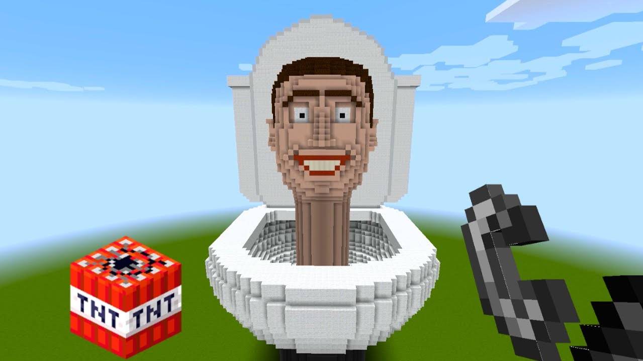 Туалет Скибиди против Голема - TNT Туалет Скибиди в Майнкрафте