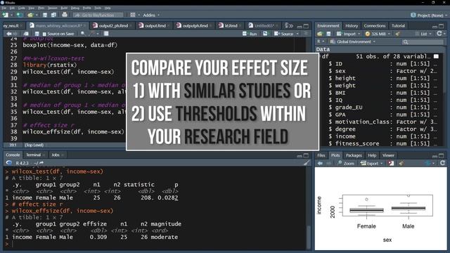 Effect size of the Mann-Whitney-Wilcoxon-test in R смотреть онлайн