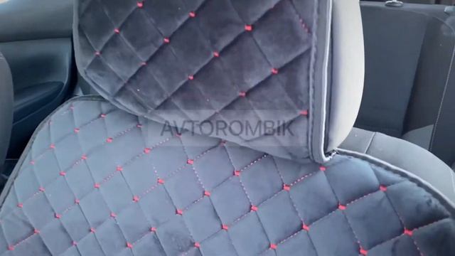Накидки на сиденья с боками, велюр. Чёрные с красной строчкой. AVTOROMBIK смотреть онлайн