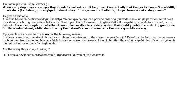 Are consensus (and atomic broadcast) protocols limited by single node's resources? (2 Solutions!!) смотреть онлайн