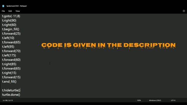Python code to draw the Spider Man logo in the python turtle window. смотреть онлайн