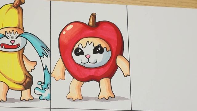 Drawing Happy Cat Meme - Banana Cat lore Cartoon VS Realistic Apple cat, Maxwell cat смотреть онлайн