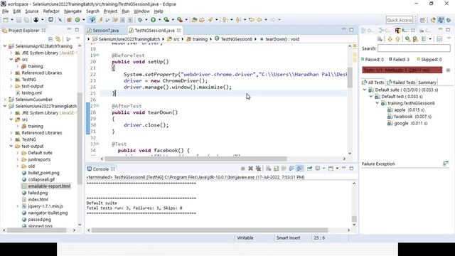 Selenium with Java, TestNG, Maven, Frameworks, Cucumber-June 2022 Batch - Online Training Session 8 смотреть онлайн