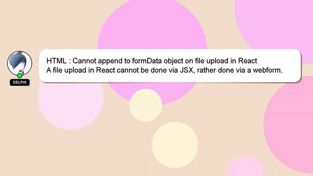 HTML : Cannot append to formData object on file upload in React смотреть онлайн