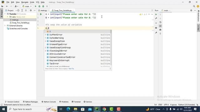 How to swap two variables using comma operation in python смотреть онлайн