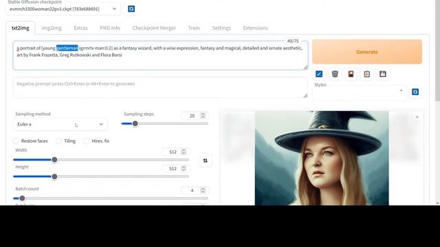 Как нарисовать волшебника в шляпе в нейросети Stable Diffusion