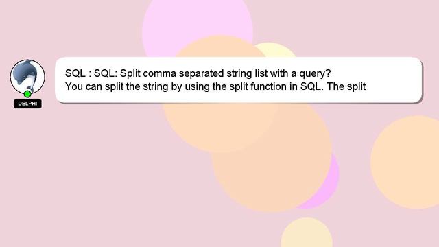 SQL : SQL: Split comma separated string list with a query? смотреть онлайн