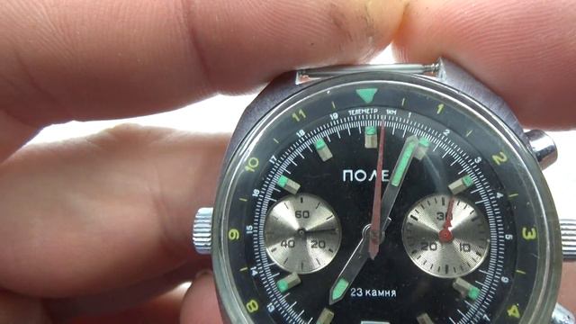 Poljot Black Vintage USSR Russian Soviet watch Chronograph Sturmanskie 3133 2573 смотреть онлайн