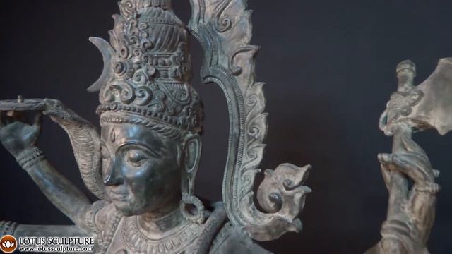 Large Brass Ardhanari Statue, Half Shiva, Half Parvati www.lotussculpture.com смотреть онлайн
