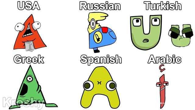 Alphabet lore but it's different Alphabets (US RU TUR GR ES AE) смотреть онлайн