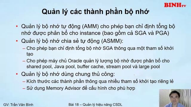 18.Quản lý Hiệu năng Cơ sở dữ liệu Oracle | Oracle Database Tutorial | Trần Văn Bình смотреть онлайн