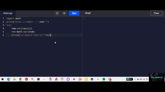 Find Square Root using math sqrt inbuilt function In python смотреть онлайн