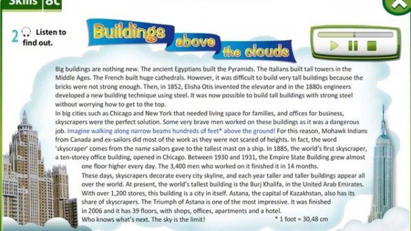 Excel 6 module 8 p92 Buildings above the clouds text ver