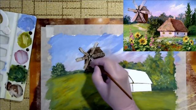 Художники от слова ХОРОШО! Сельский пейзаж. Гуашь. смотреть онлайн