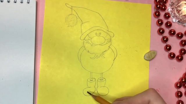 РИСУЕМ ГНОМА поэтапно. Рисуем новогодние картинки. Рисуем новогодние открытки. Арт. Ольга Чепишко смотреть онлайн