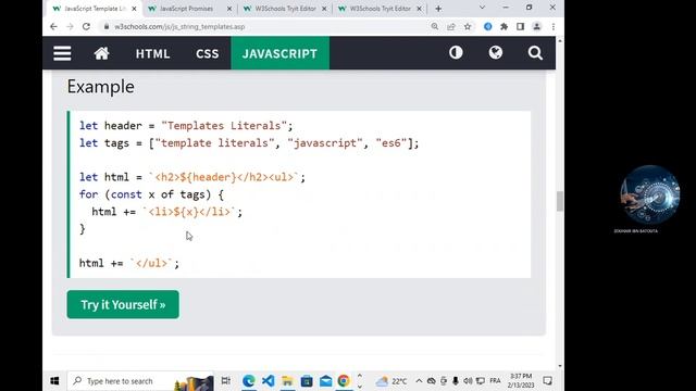 44. JavaScript: symbole $ et substitution de variaable et d'expression (String Interpolation) смотреть онлайн
