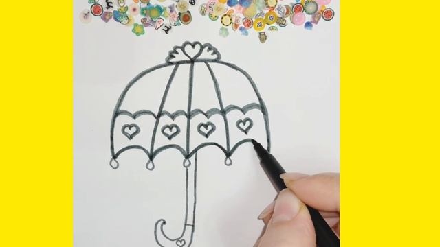 Как нарисовать Зонт##Просто рисуем ## How to draw an umbrella ## смотреть онлайн