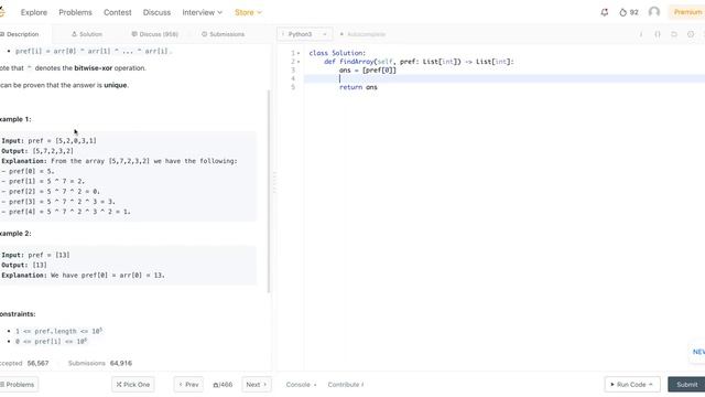 LeetCode October Daily - Day 30 - 2433. Find The Original Array of Prefix Xor смотреть онлайн