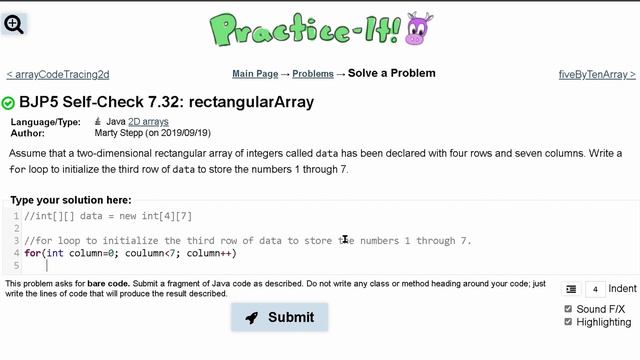 Java Practice It | Self-Check 7.32: rectangularArray | arrays, 2D arrays, array basics смотреть онлайн