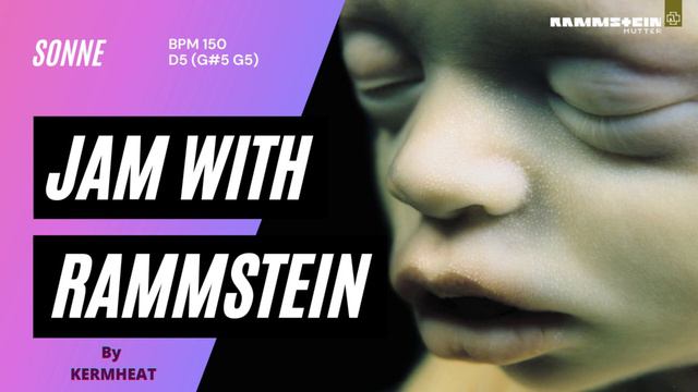 Jam with Rammstein "Sonne" tempo BPM 150 - D5 G#5 G5 guitar practice backing track #jamwith metal смотреть онлайн
