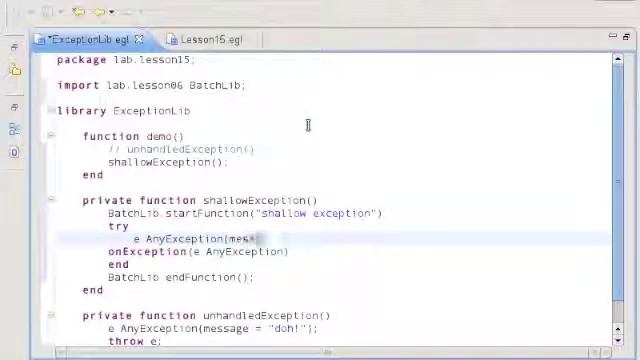Essential EGL+Batch - Lesson 15 Exception смотреть онлайн
