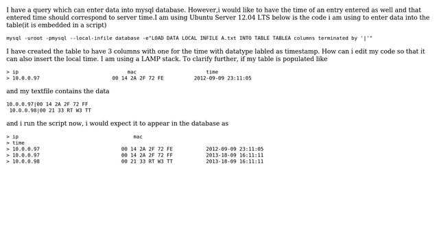 Loading current time into mysql database смотреть онлайн