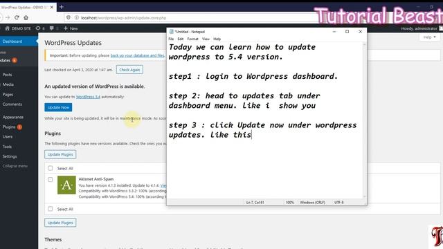 How to Update Wordpress From Version 5.3.2 to Version 5.4 смотреть онлайн