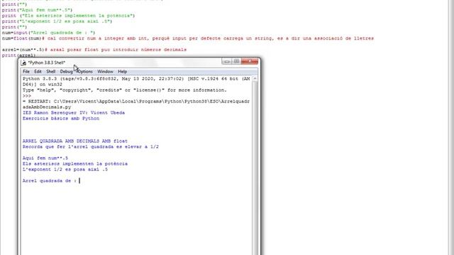 Python 4 ESO. Arrel d'un número decimal (float) смотреть онлайн