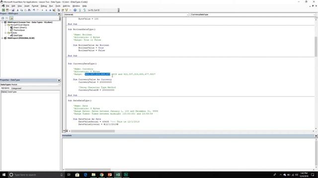 Exploring Data Types In VBA
