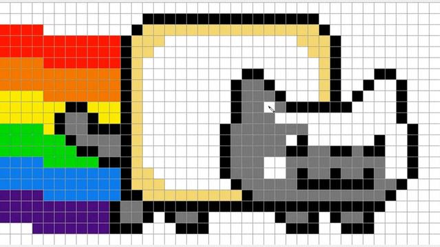 Нян Кэт по клеточкам. Как нарисовать Нян Кэта. Nyan Cat PIXEL ART смотреть онлайн